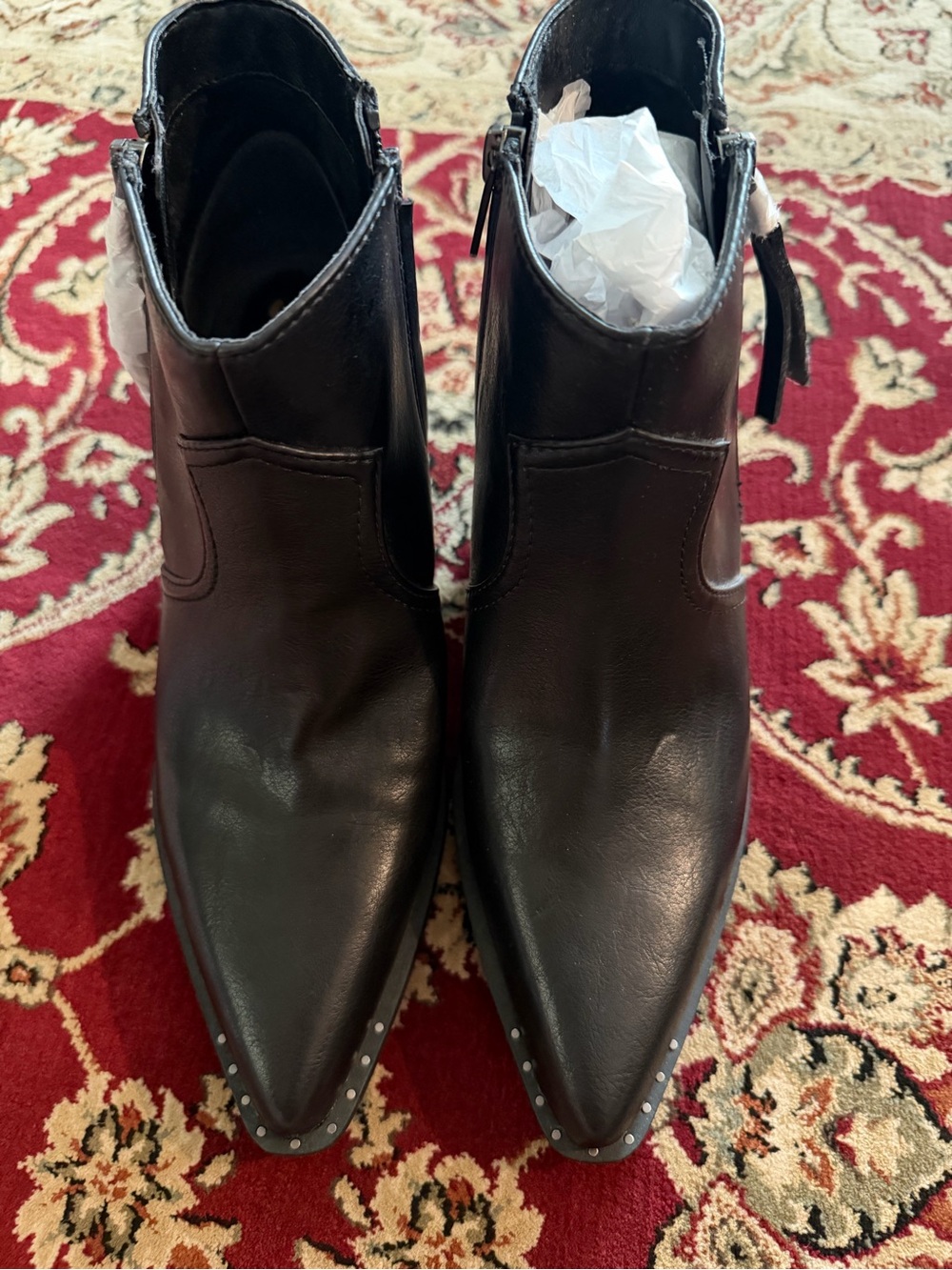 Circus by Sam Edelman Black Pointed Toe Ankle Booties with Stud Trim